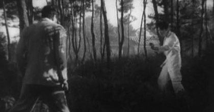 Filmruta från Revolvern med Toshiro Mifune och Isao Kimura